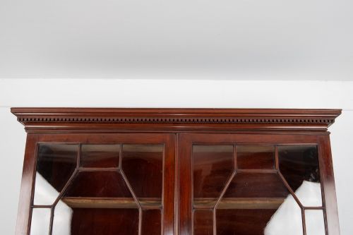 ANTIQUE CARVED MAHOGANY ASTRAGAL GLAZED BOOKCASE ON STAND C1880 - ADDITIONAL PHOTO 5