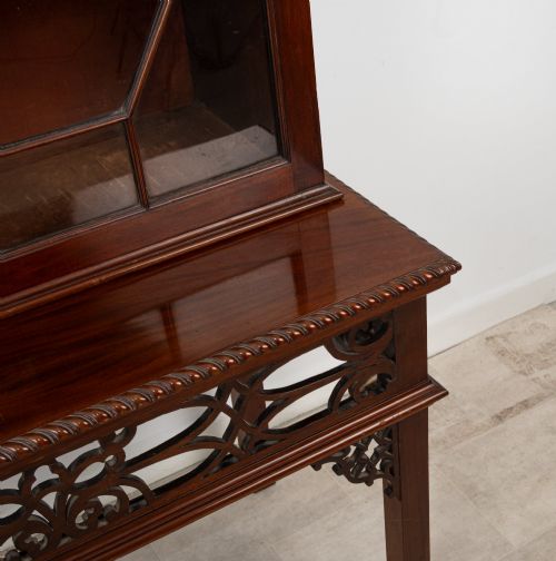 ANTIQUE CARVED MAHOGANY ASTRAGAL GLAZED BOOKCASE ON STAND C1880 - ADDITIONAL PHOTO 6