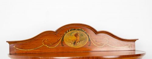 ANTIQUE EDWARDIAN SATINWOOD PAINTED BOW FRONT DISPLAY CABINET VITRINE C1900 - ADDITIONAL PHOTO 7