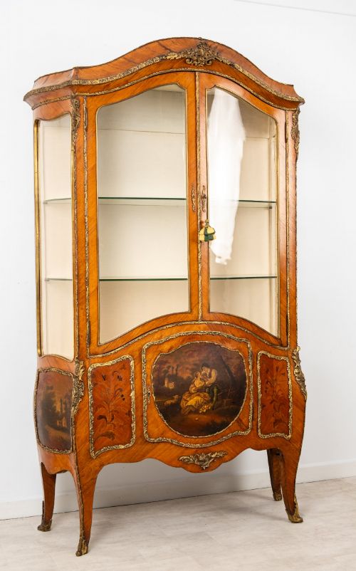 ANTIQUE FRENCH KINGWOOD VERNIS MARTIN DISPLAY CABINET VITRINE WITH ORMOLU MOUNTS C1880 - ADDITIONAL PHOTO 2