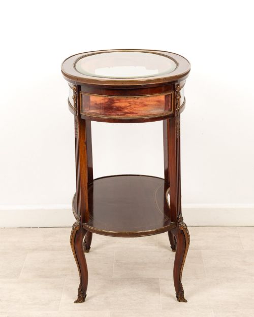 ANTIQUE FRENCH MAHOGANY BIJOUTERIE DISPLAY TABLE WITH GLASS TOP ORMOLU MOUNTS C1900 - ADDITIONAL PHOTO 7