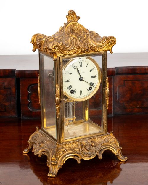 ANTIQUE ANSONIA NEW YORK GILT BRONZE CRYSTAL REGULATOR CLOCK C1880