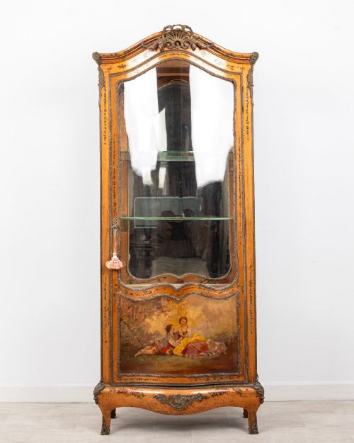 antique gilt painted display cabinet vitrine c1900 - CATEGORY: ANTIQUE CABINETS - DATED 19TH CENTURY