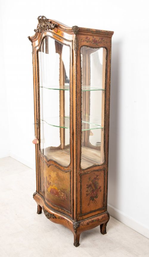 ANTIQUE GILT PAINTED DISPLAY CABINET VITRINE C1900 - ADDITIONAL PHOTO 6