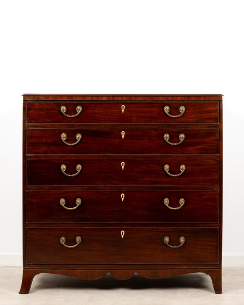 ANTIQUE 19TH CENTURY MAHOGANY SHERATON STYLE CHEST OF DRAWERS C1860