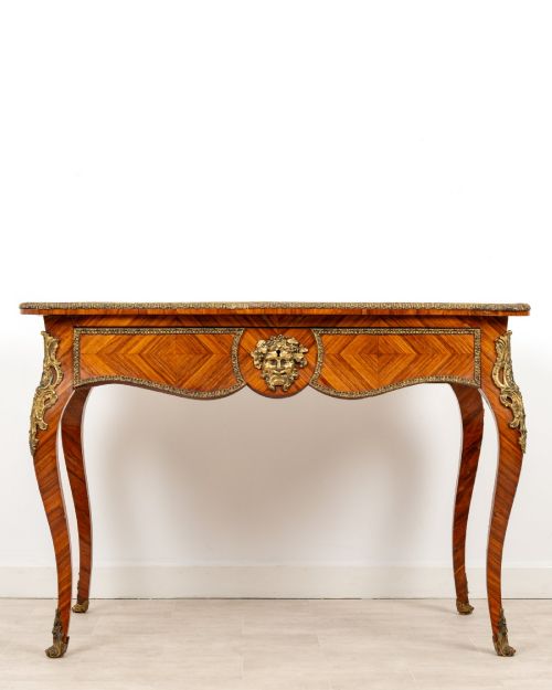 ANTIQUE FRENCH KINGWOOD BUREAU PLAT WRITING DESK WITH ORMOLU MOUNTS C1880 - ADDITIONAL PHOTO 1