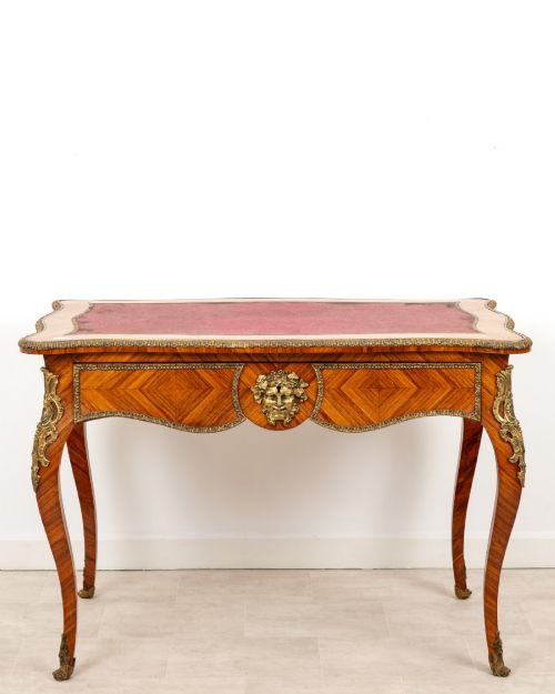 ANTIQUE FRENCH KINGWOOD BUREAU PLAT WRITING DESK WITH ORMOLU MOUNTS C1880