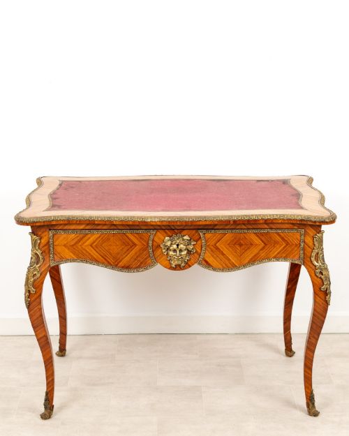 ANTIQUE FRENCH KINGWOOD BUREAU PLAT WRITING DESK WITH ORMOLU MOUNTS C1880 - ADDITIONAL PHOTO 2