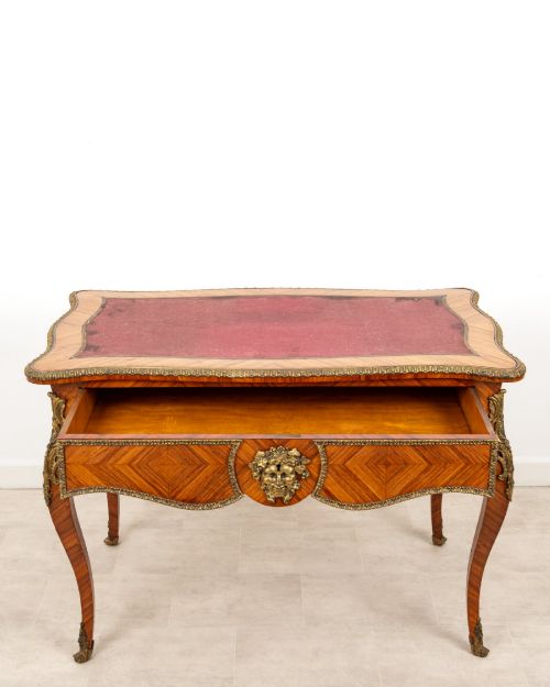 ANTIQUE FRENCH KINGWOOD BUREAU PLAT WRITING DESK WITH ORMOLU MOUNTS C1880 - ADDITIONAL PHOTO 6
