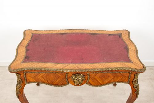 ANTIQUE FRENCH KINGWOOD BUREAU PLAT WRITING DESK WITH ORMOLU MOUNTS C1880 - ADDITIONAL PHOTO 7