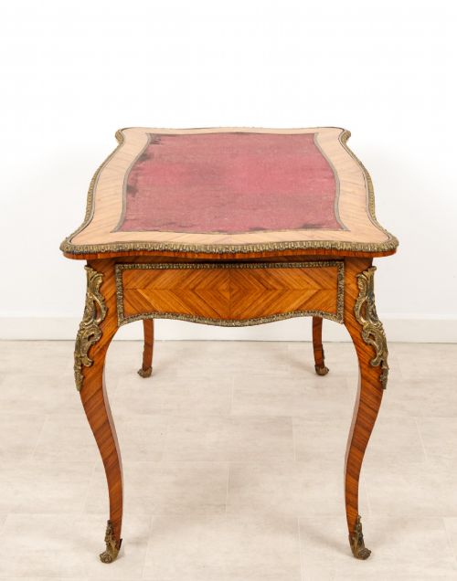 ANTIQUE FRENCH KINGWOOD BUREAU PLAT WRITING DESK WITH ORMOLU MOUNTS C1880 - ADDITIONAL PHOTO 8