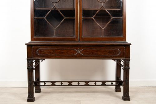 ANTIQUE CHIPPENDALE REVIVAL MAHOGANY ASTRAGAL GLAZED BOOKCASE CABINET C1900 - ADDITIONAL PHOTO 4