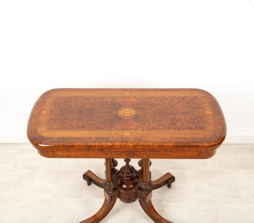 ANTIQUE VICTORIAN BURR WALNUT FOLD OVER GAMES TABLE C1880 INLAID CARD TABLE - ADDITIONAL PHOTO 2