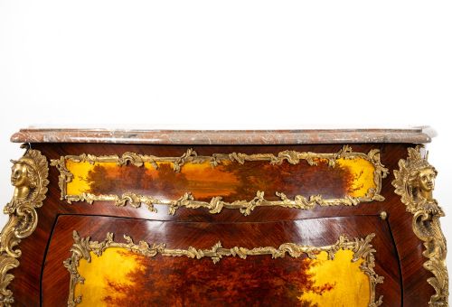 ANTIQUE FRENCH VERNIS MARTIN BOMB CABINET WITH ORMOLU MOUNTS MARBLE TOP C1900 - ADDITIONAL PHOTO 6