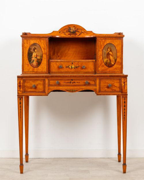 Fine Edwardian Satinwood Hand-painted Writing Desk C.1900