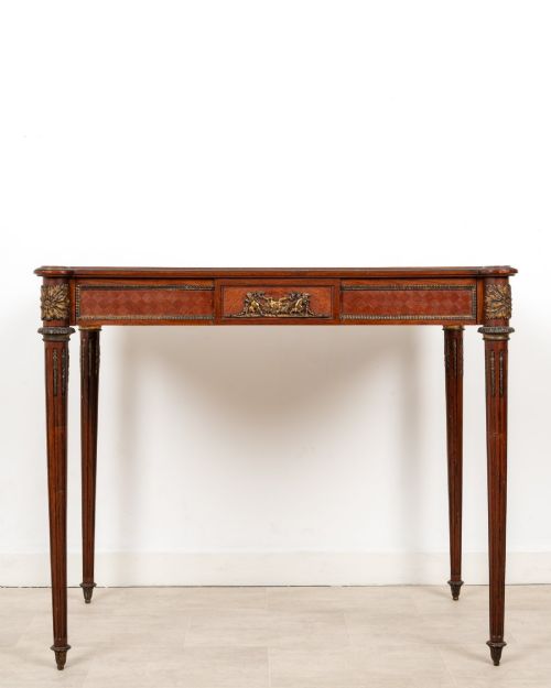 Antique French Kingwood Parquetry Writing Table with Ormolu Mounts C.1900