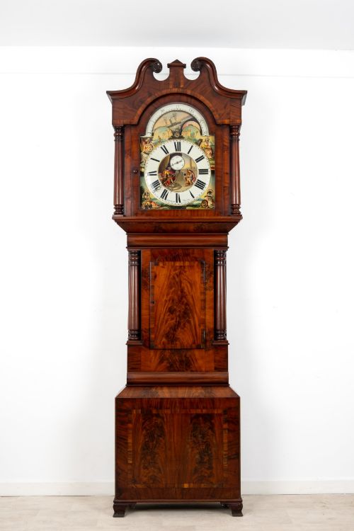 Antique Mahogany Moon Phase Longcase Clock by Parkinson Bros, Batley