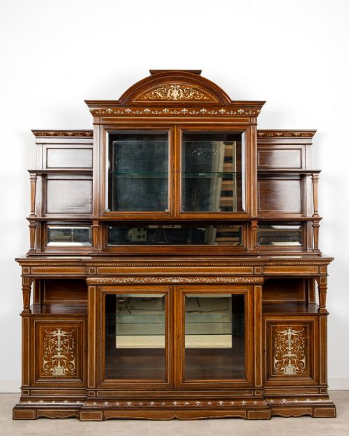 Victorian Rosewood Display Cabinet Attributed to Collinson & Lock, C.1890