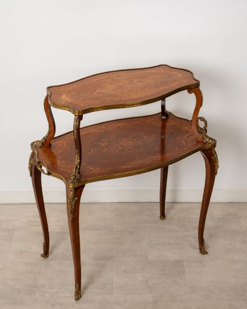 Antique French Louis XV Style Kingwood Marquetry Two-tier Étagère C.1900