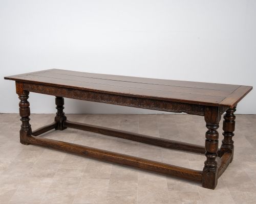 18th Century Carved Oak Refectory Farmhouse Dining Table