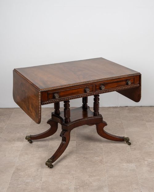 Antique Regency Mahogany Drop Leaf Sofa Table / Desk C.1830