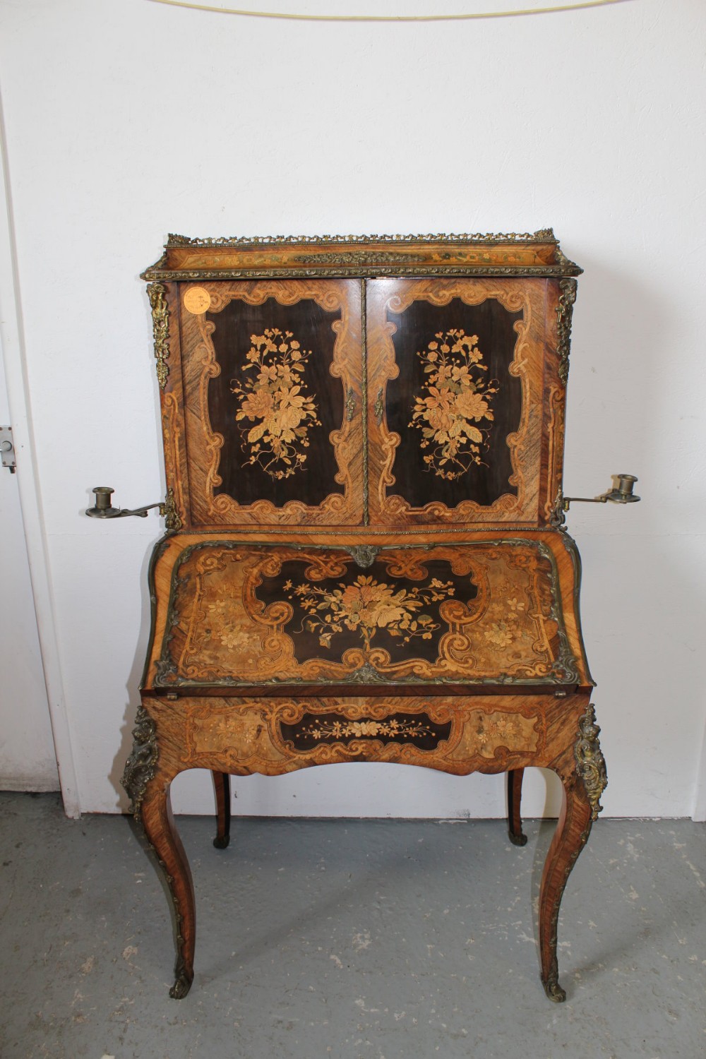 A Rosewood,Walnut & Ebonized Marquetry Bureau De Dame