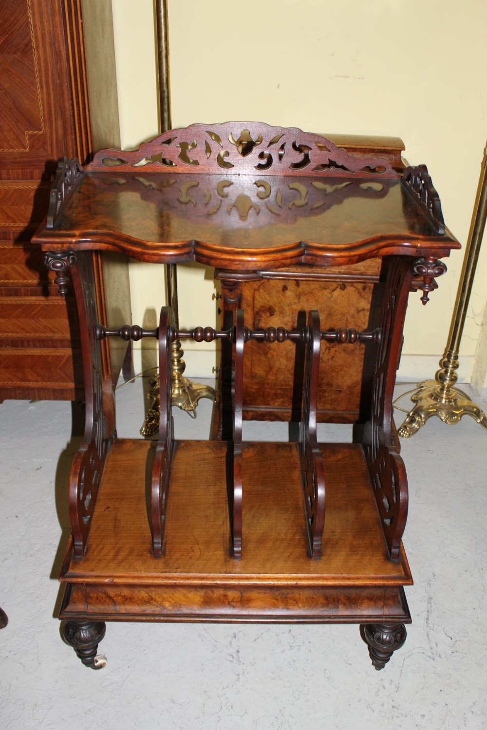 Victorian Burr Walnut Canterbury