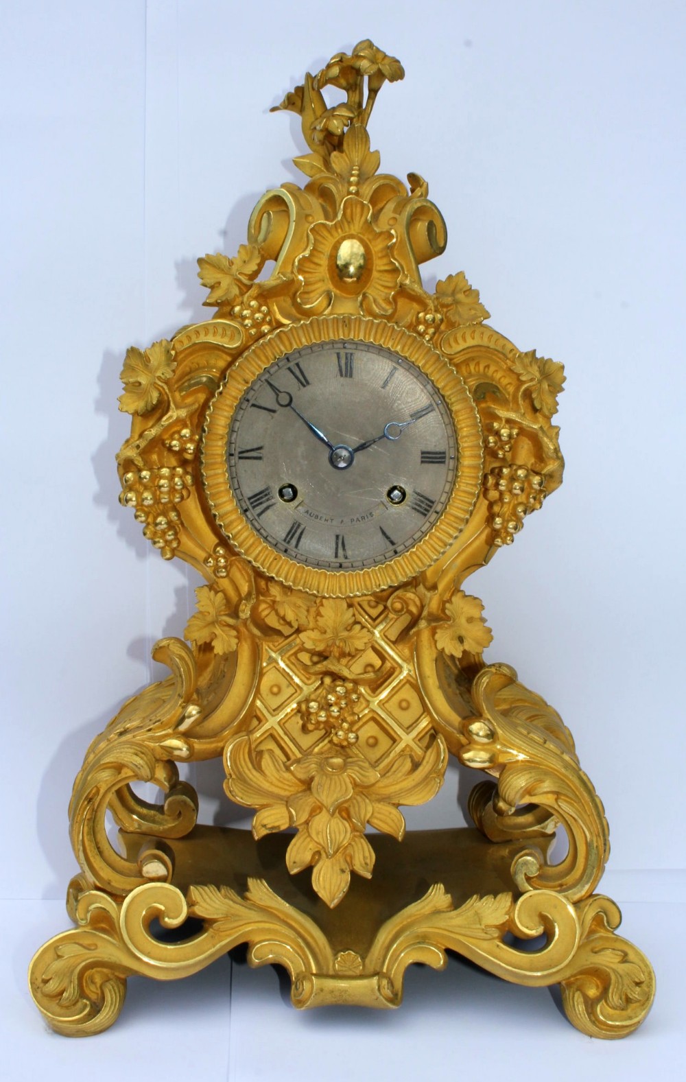 A Fine Gilt Bronze Rococo Style Mantle Clock