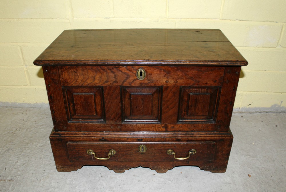 An 18th Century Oak Raised Panell Coffer Bach
