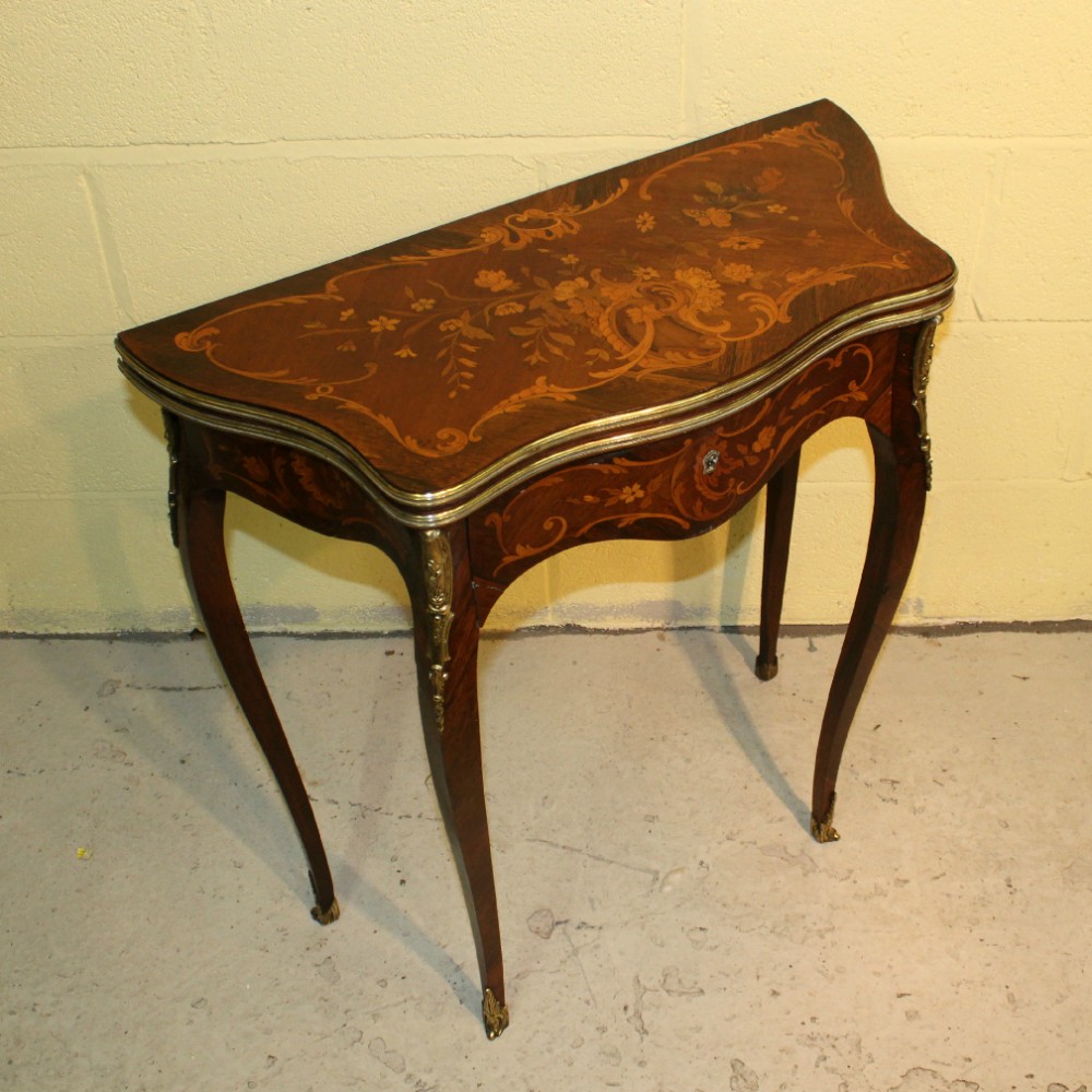Small French Marquetry Card Table