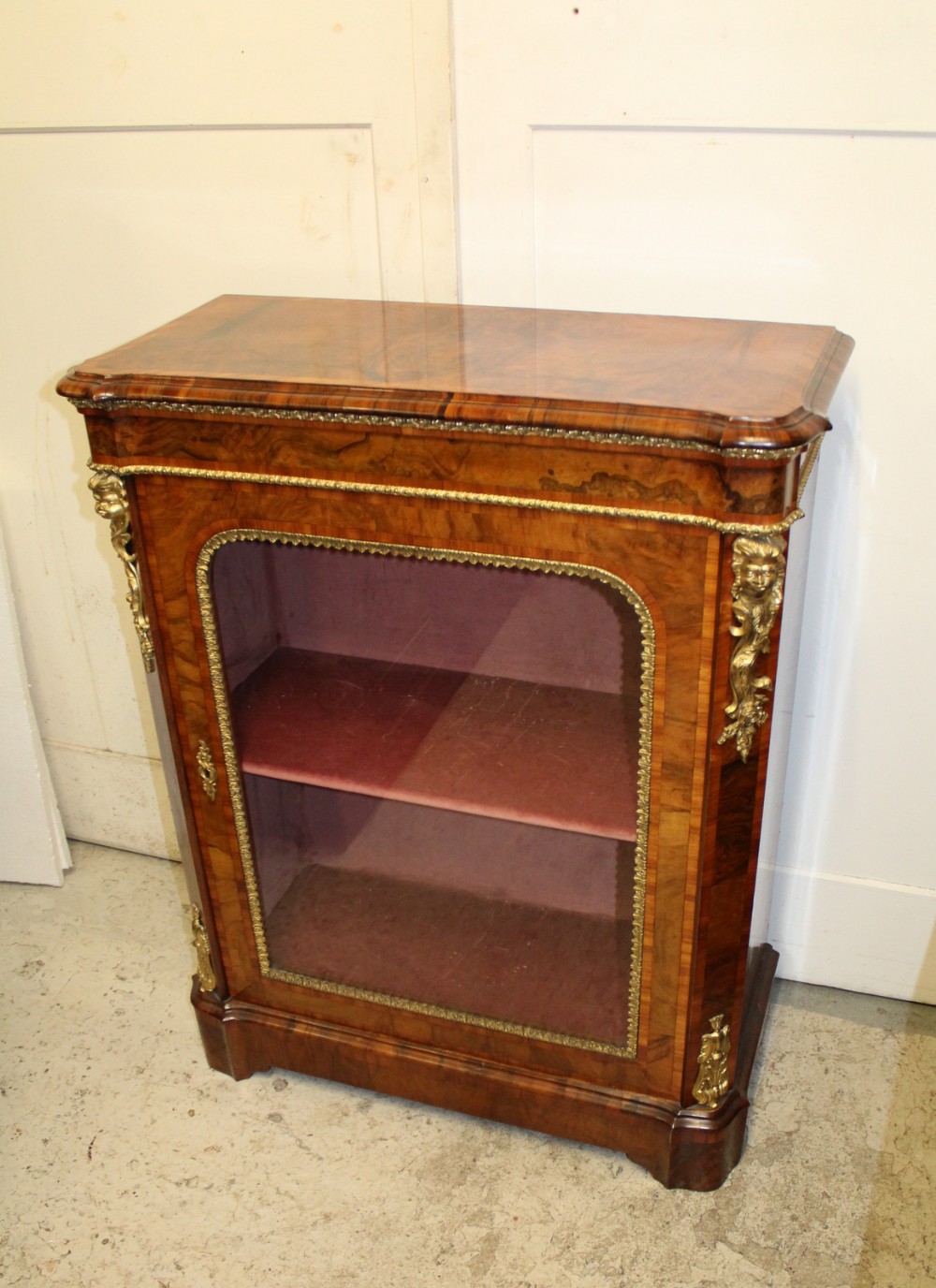 A Victorian Burr Walnut & Kingwood Banded Ormolu Mounted Pier Cabinet