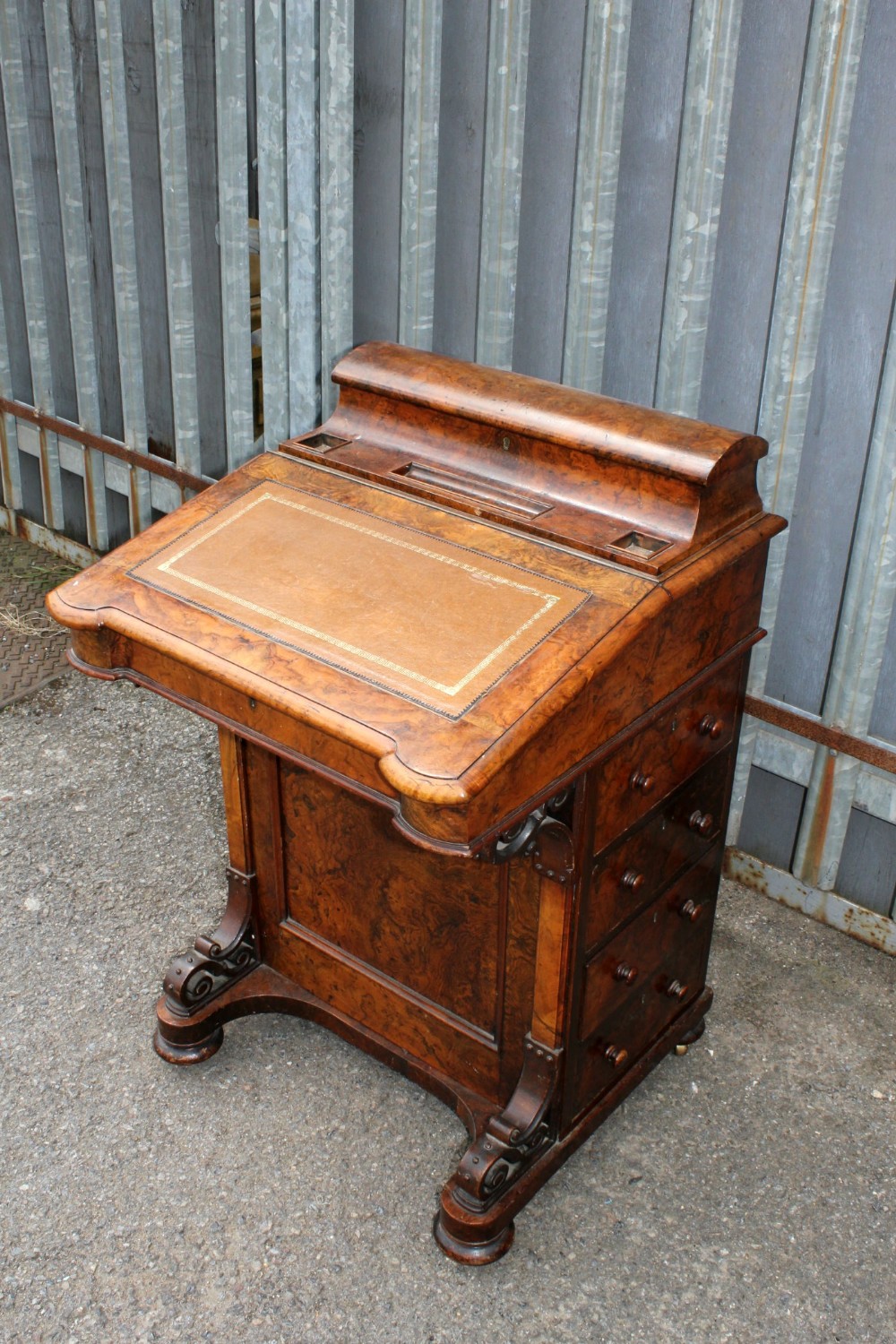 Antique Victorian Burr Walnut Davenport 