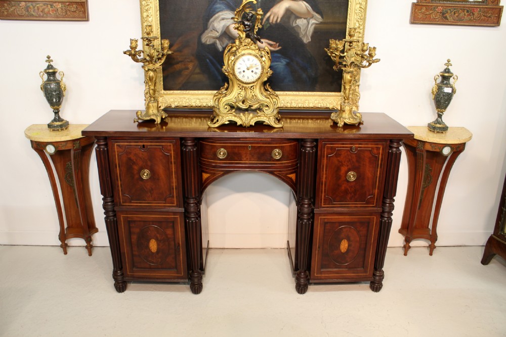 A FLAMED MAHOGANY & SATINWOOD INLAID SIDEBOARD BY HENRY WALKER