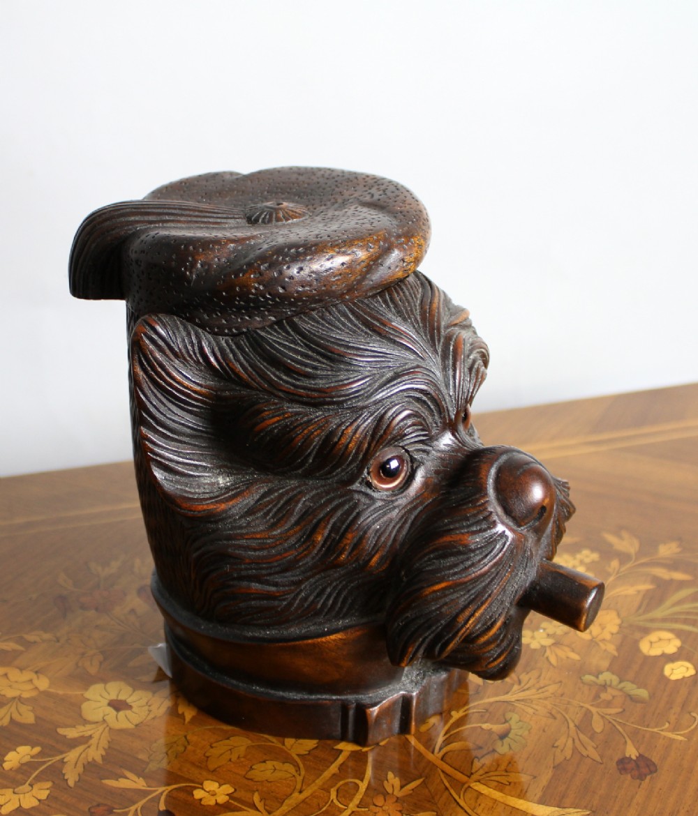 Black Forest Carved Scottish Terrier Tobacco Jar