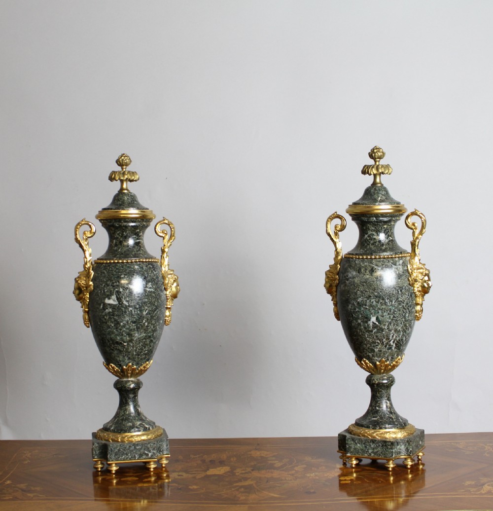 Pair Of Ormolu & Marble Urns