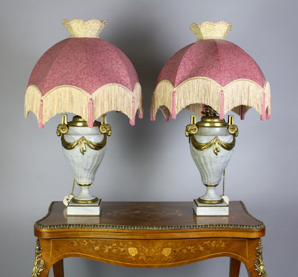A Pair Of Marble & Gilt Bronze Lamps