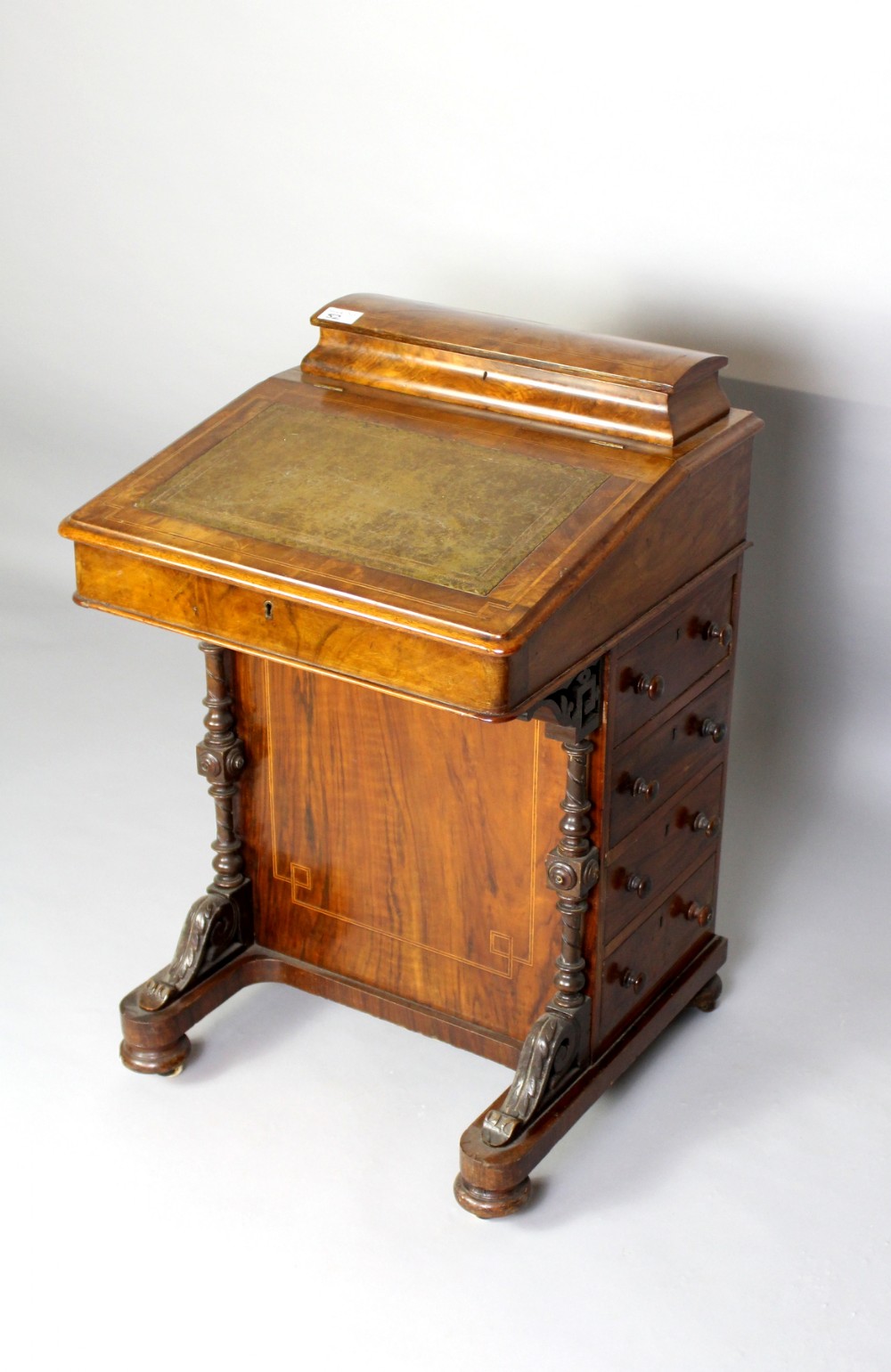 A Victorian Walnut Davenport 