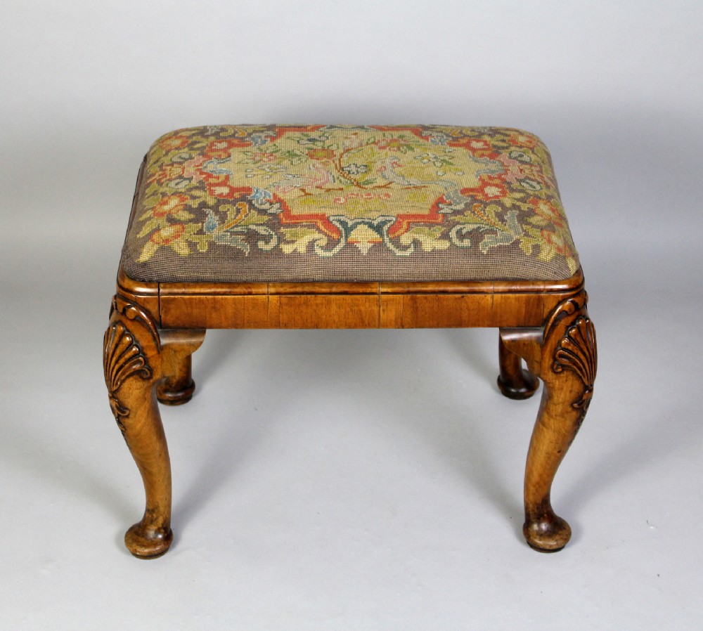 A Queen Anne Style Walnut Stool