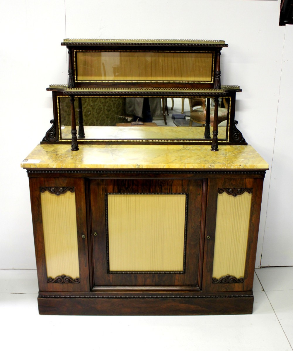 A QUALITY REGENCY ROSEWOOD MARBLE TOP CHIFFONIER 