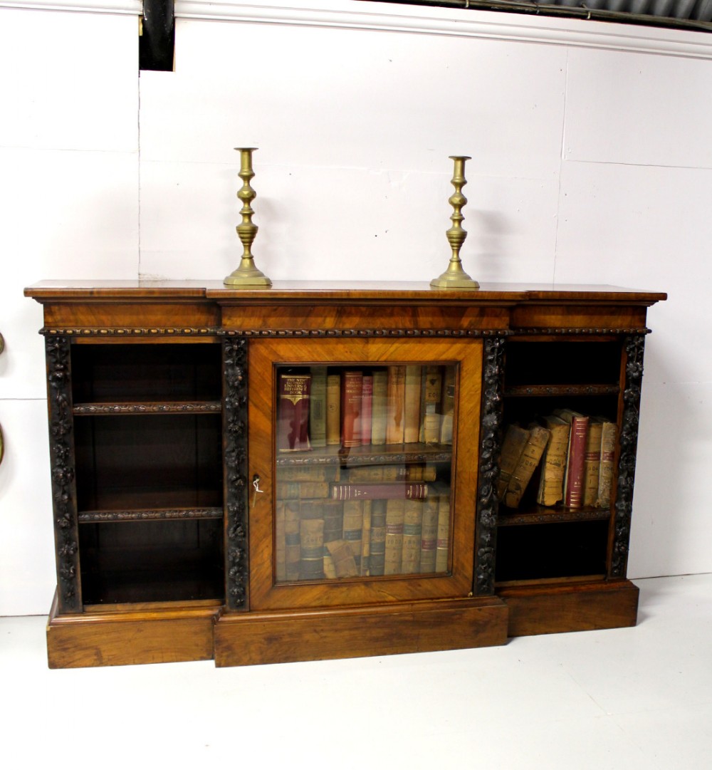 A Very Good Victorian Burr Walnut Open Bookcase