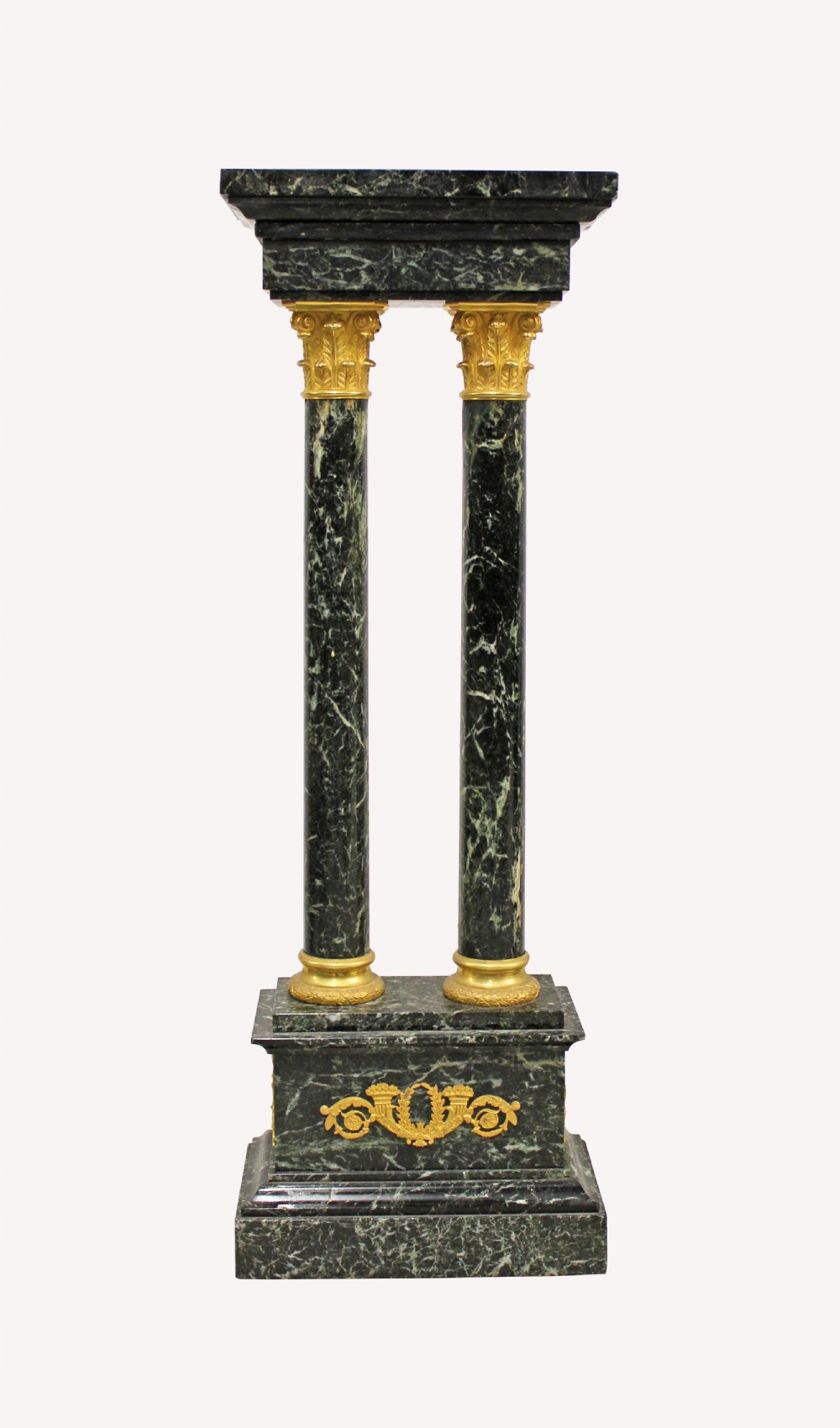 A FANTASTIC FRENCH VERT DE MAURIN MARBLE PEDESTAL STAND WITH GILT BRONZE MOUNTS