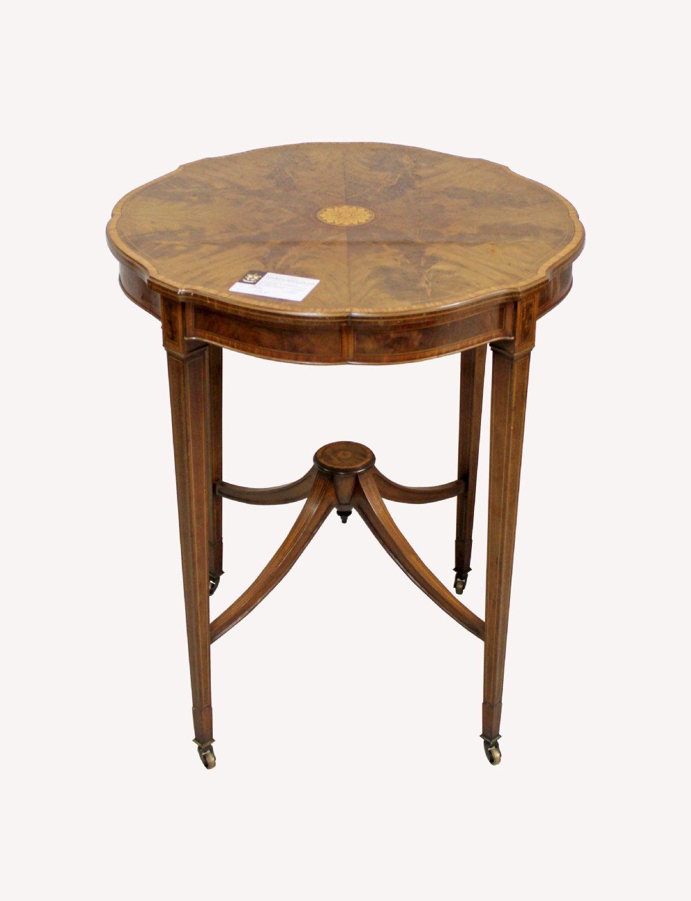 A VERY FINE QUALITY MAHOGANY AND SATINWOOD BANDING OCCASIONAL TABLE BY EDWARDS AND ROBERTS 