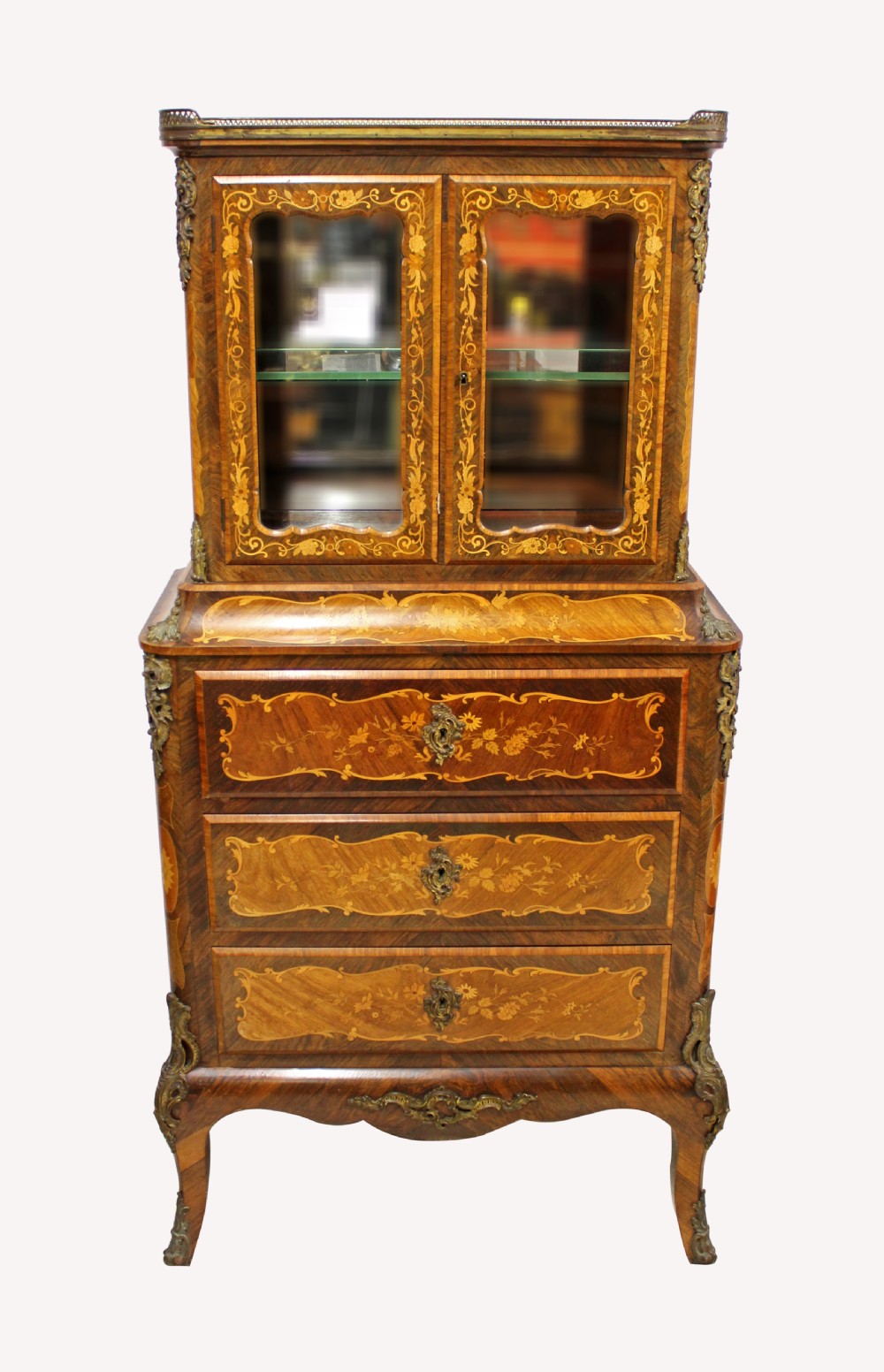 A FANTASTIC FRENCH MARQUETRY LADIES SECRETAIRE CABINET 