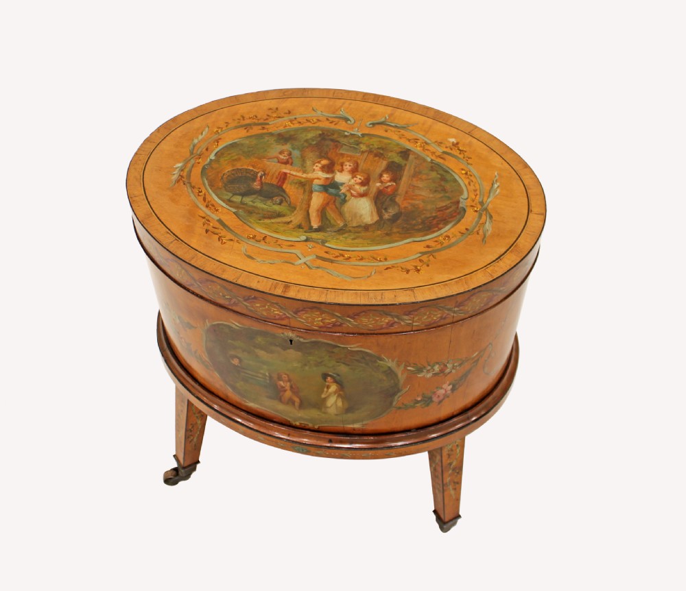 A BEAUTIFUL SATINWOOD PAINTED WINE COOLER 