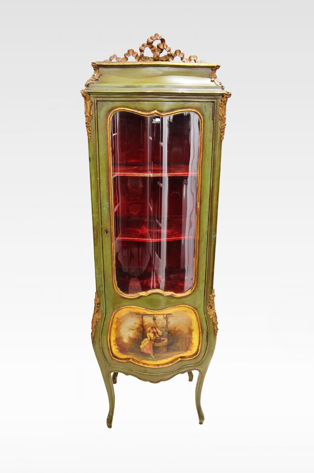 FRENCH PAINTED VERNIS MARTIN VITRINE CABINET 