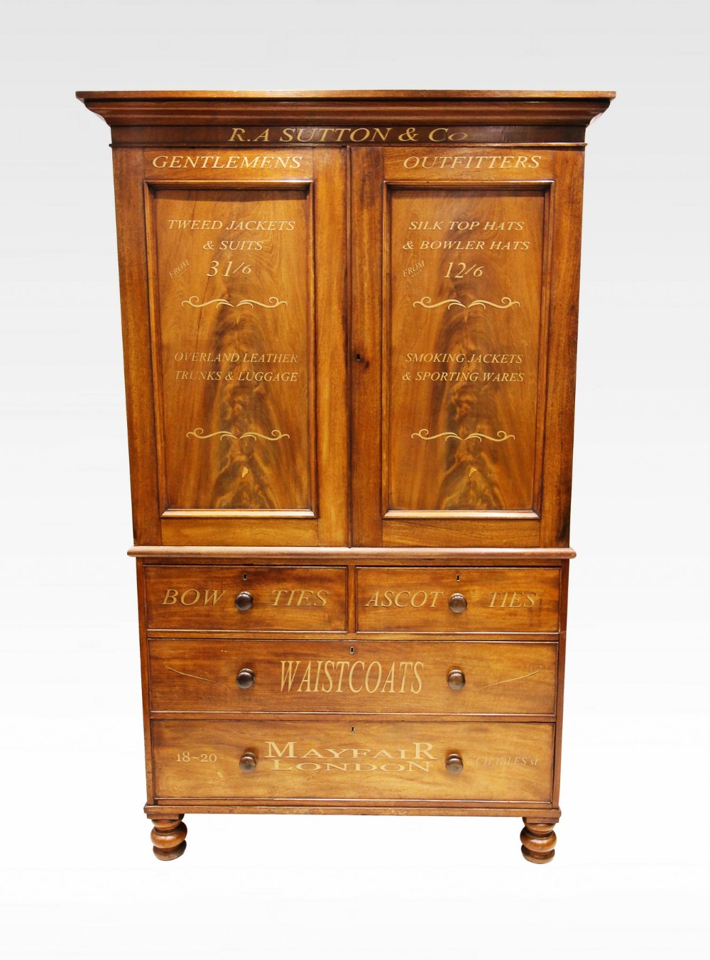A BEAUTIFUL VICTORIAN MAHOGANY HABERDASHERY LINEN PRESS 