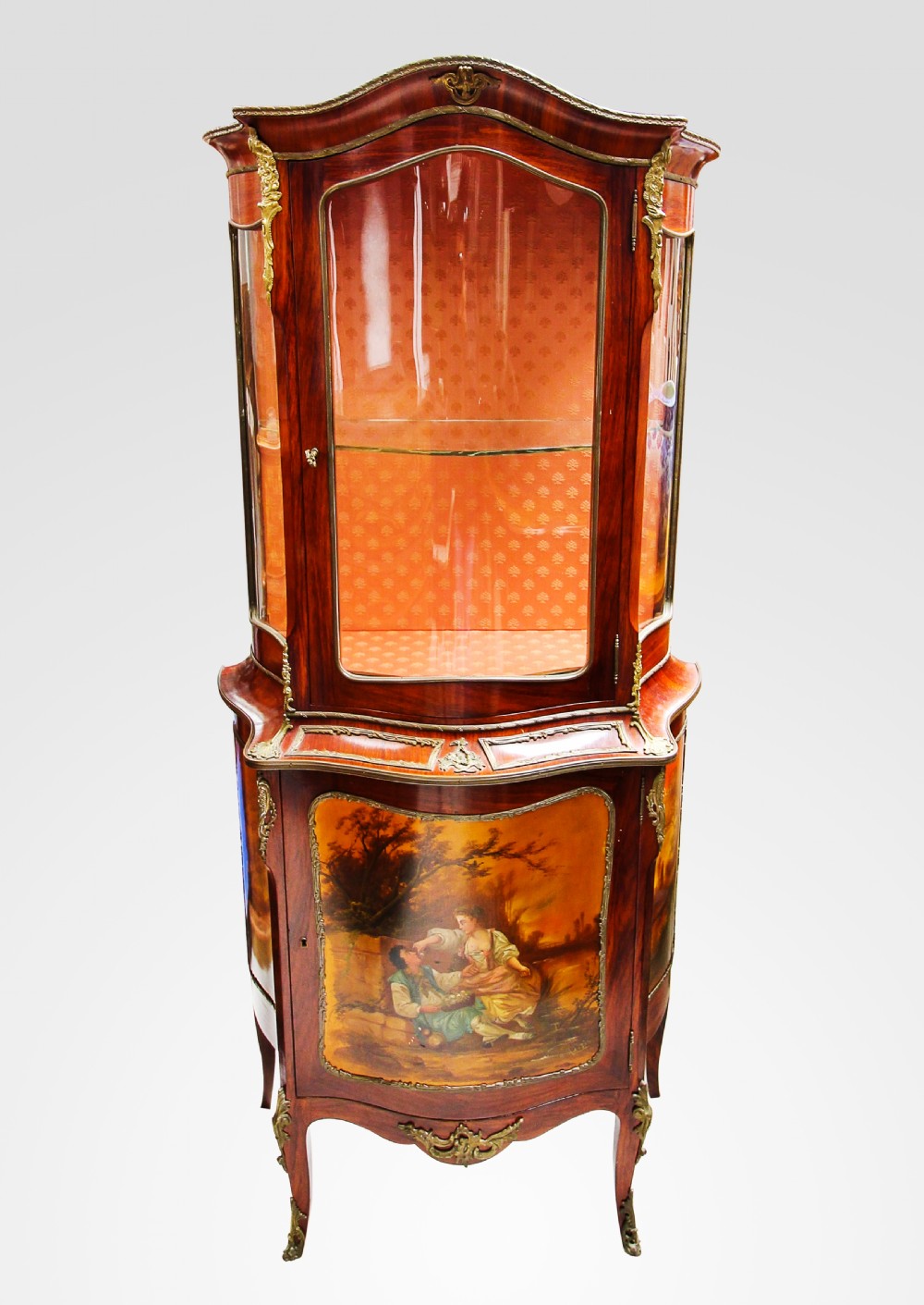 19TH CENTURY VERNIS MARTIN PAINTED VITRINE CABINET SIGNED H.MARTIN