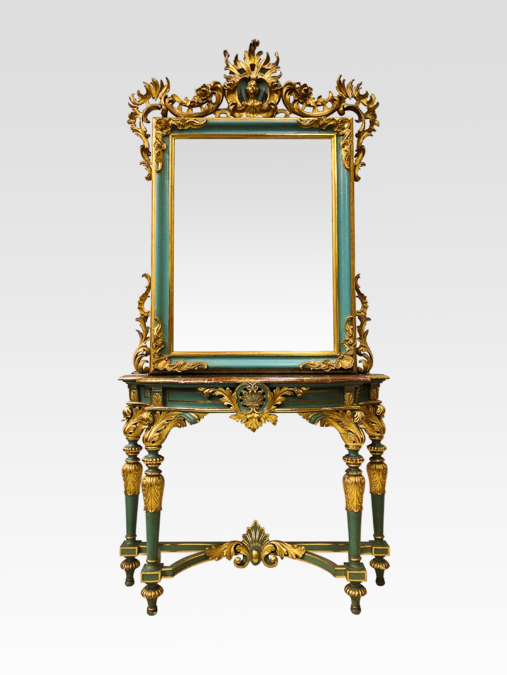 QUALITY ITALIAN CARVED GILTWOOD CONSOLE TABLE & MIRROR