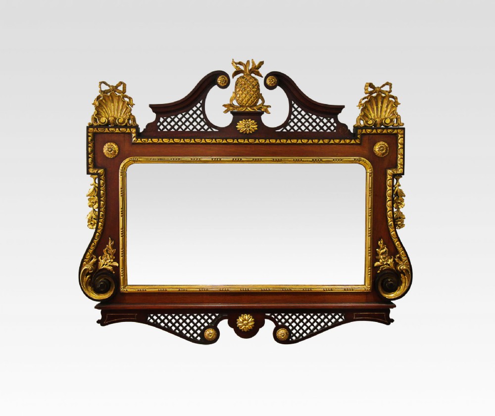 GEORGIAN STYLE MAHOGANY AND GILT MIRROR