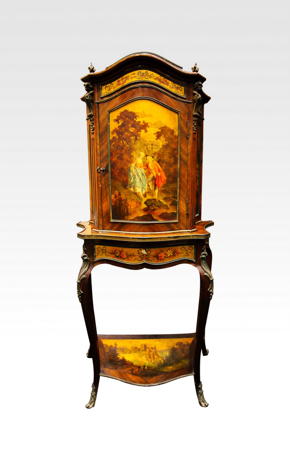19TH CENTURY KINGWOOD VERNIS MARTIN CABINET ON STAND 